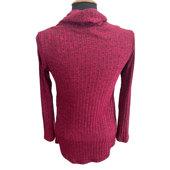 French Laundry Women's Burgundy And Black Ribbed Cowl Neck Sweater P/L - Picture 3 of 7